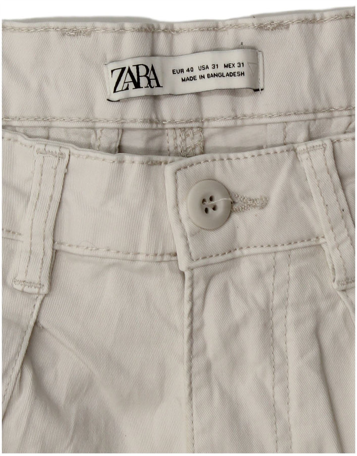 Pantaloni Drepți Cargo Zara Bărbați EU 40 Mediu L31 L28 Bumbac Alb