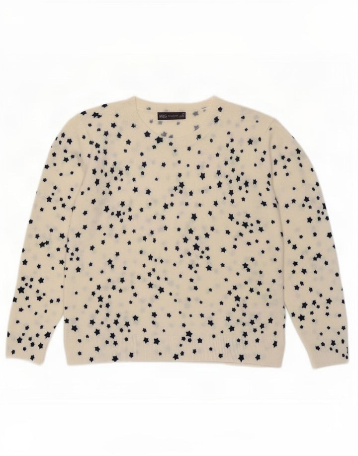 Pulover pentru femei Marks & Spencer cu decolteu rotund alb mediu UK 14