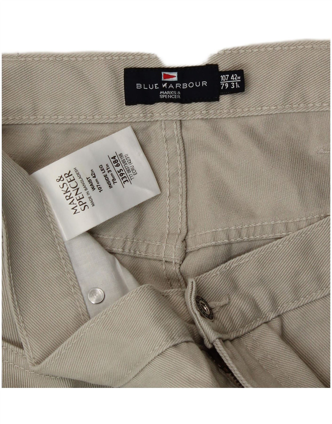 Marks & Spencer Pantaloni casual pentru bărbați Blue Harbour W42 L27 bumbac gri