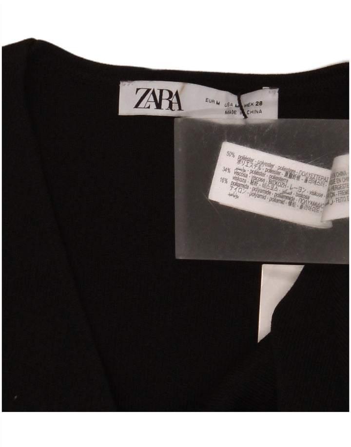Top cu mânecă scurtă Zara pentru femei UK 12 Poliester mediu negru
