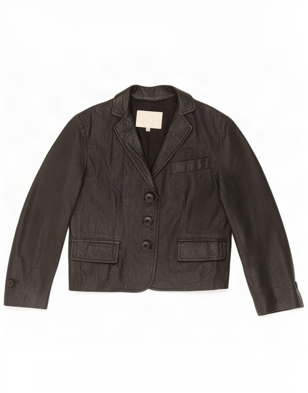 Jachetă Blazer din piele cu 3 nasturi pentru femei Imperial UK 10 Mic Negru