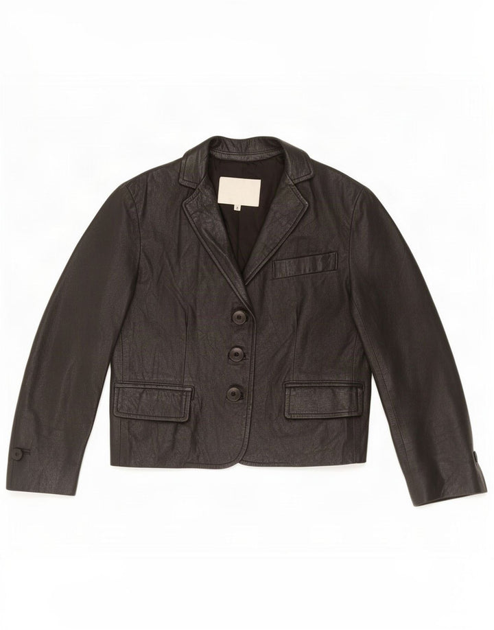 Jachetă Blazer din piele cu 3 nasturi pentru femei Imperial UK 10 Mic Negru