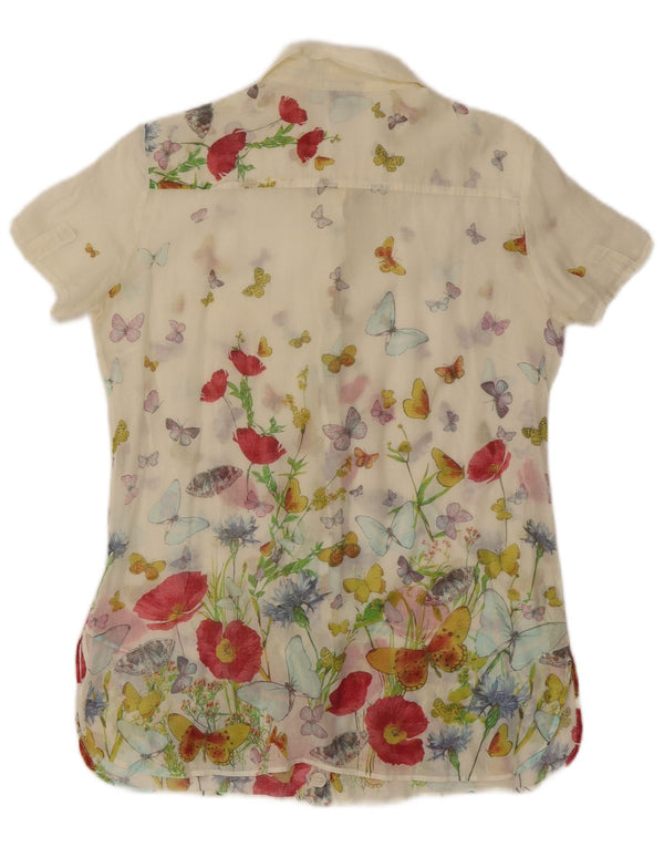 Bluză cămașă cu mânecă scurtă pentru femei Dolce & Gabbana UK 12 Medium White Bohemia