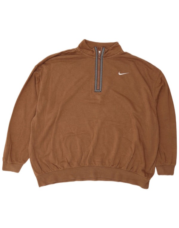 Pulover supradimensionat cu grafic Nike pentru femei UK 16 Bumbac maro mare