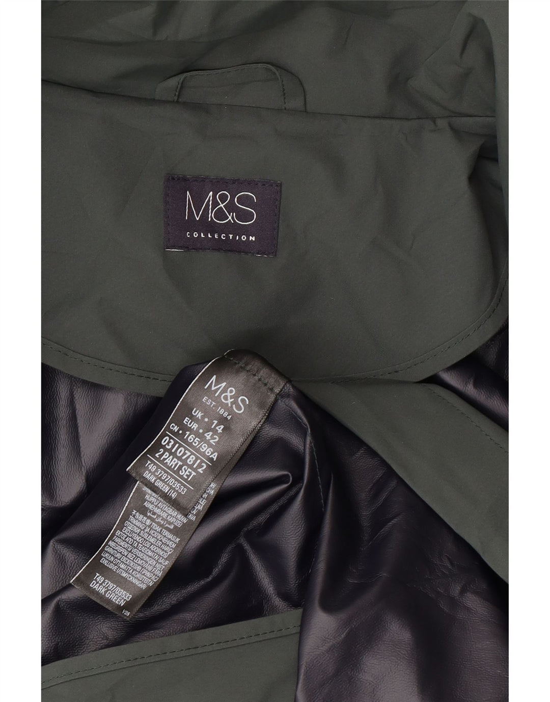 Pelernă de ploaie cu glugă pentru femei Marks & Spencer UK 14 Poliester verde mare