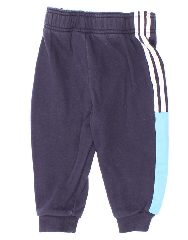 Pantaloni de trening Adidas pentru bebelusi baieti 12-18 luni bleumarin color block