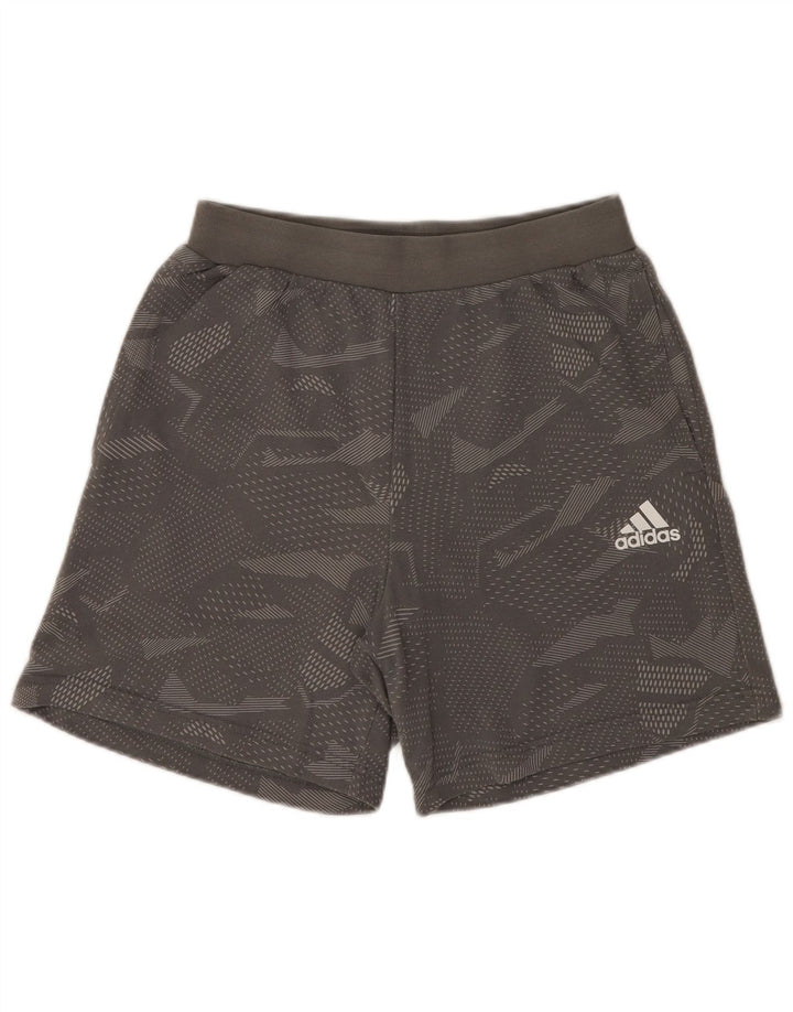 Pantaloni scurți sport adidas pentru bărbați, bumbac geometric, gri mediu