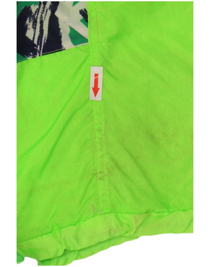 Jachetă de ploaie Anorak vintage pentru bărbați UK 40, mare, verde, geometric, poliester