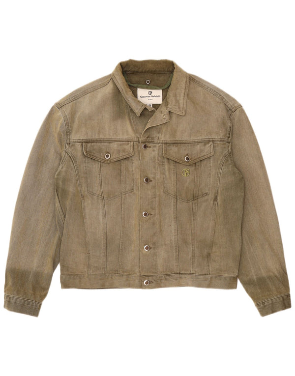 Nazareno Gabrielli Mens Denim Jacket UK 38 Medium Khaki Bumbac