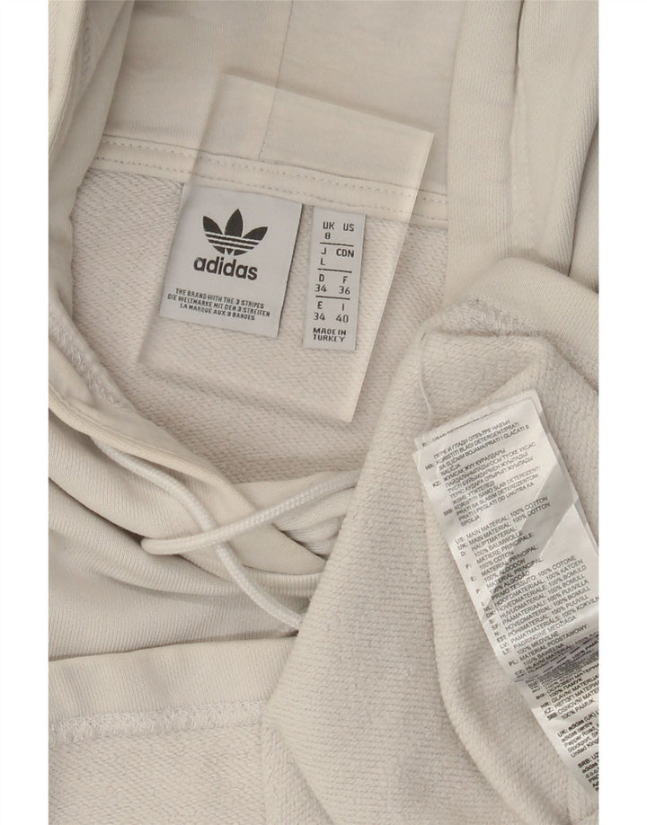 Pulover oversize crop hoodie ADIDAS pentru femei UK 8 mic bumbac alb