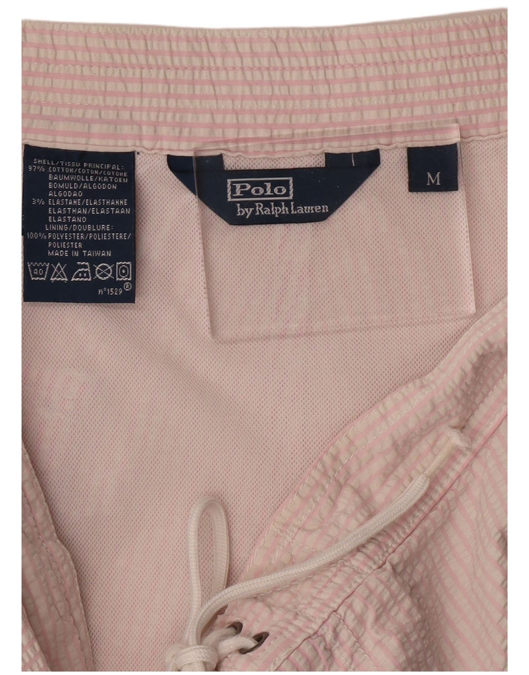 POLO RALPH LAUREN Pantaloni scurți de baie pentru bărbați, bumbac cu dungi roz medii