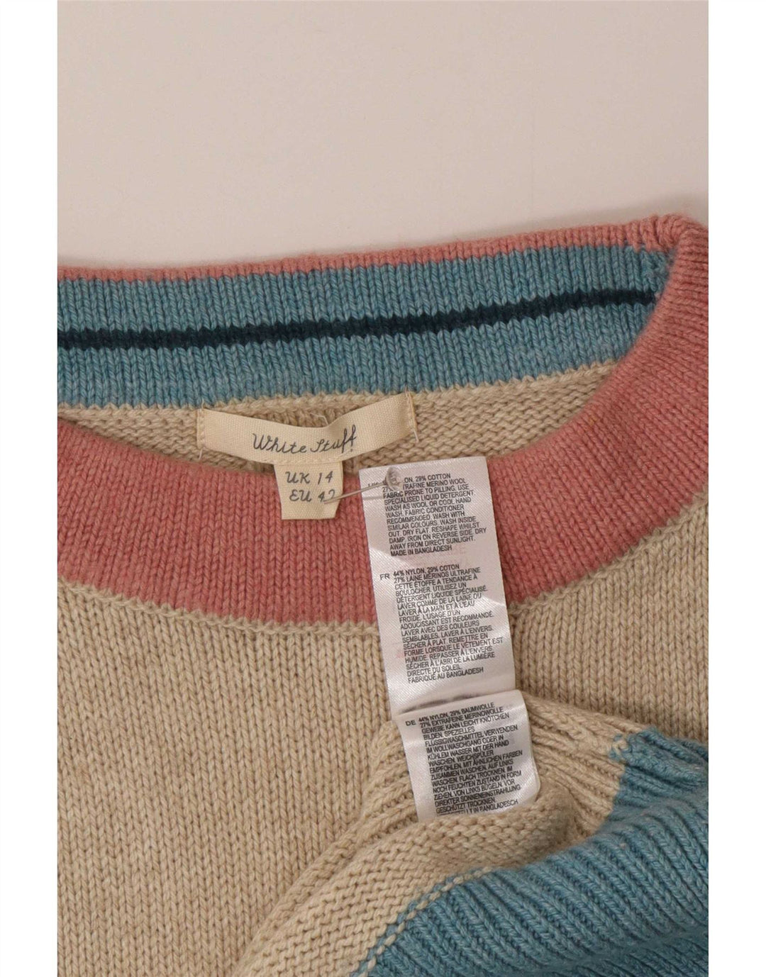 White Stuff Womens Vest Tank Top UK 14 Medium Bej Colorblock Nylon