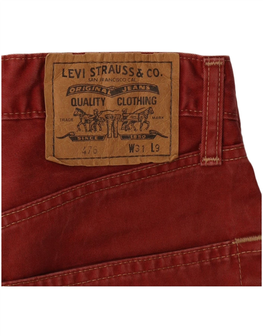 Pantaloni scurți din blugi pentru bărbați LEVI'S 476 W31 bumbac roșu mediu