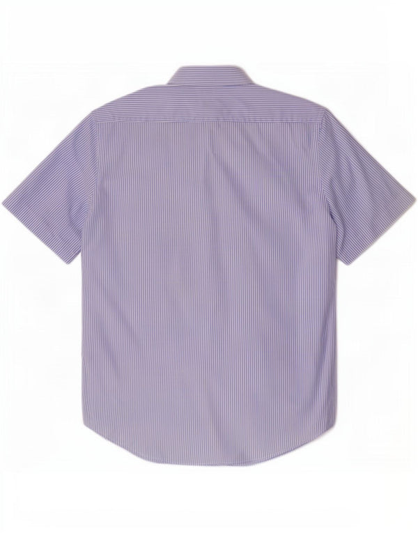 Hugo Boss Mens Short Sleeve Shirt Size 39 15 1/2 Medium Blue Pinstripe