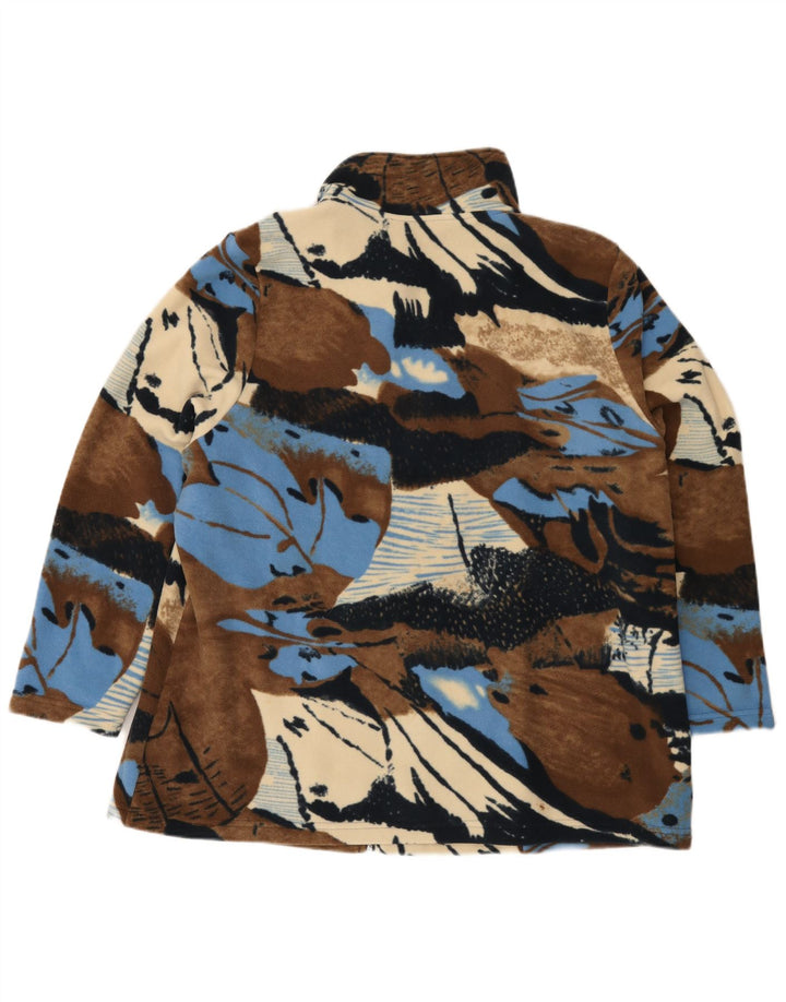 Jachetă din lână vintage pentru femei cu model abstract, UK 24 4XL, maro, bloc de culoare