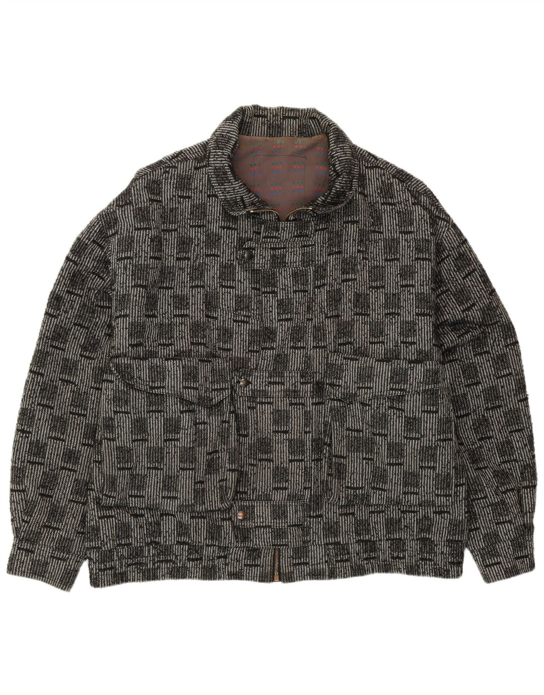 Bomber VINTAGE pentru bărbați IT 52 XL Lână cu carouri gri