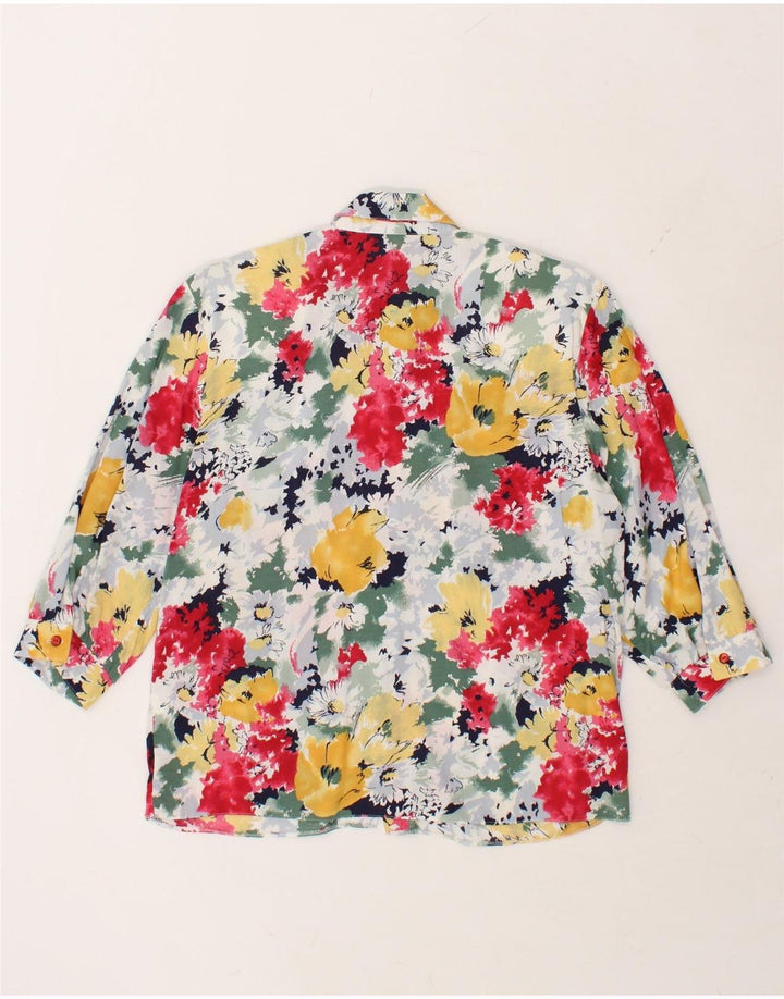 VINTAGE Womens 3/4 Sleeve Shirt Blouse EU 40 Medium Multicoloured Floral Vintage Vintage and Second-Hand Vintage from Messina Hembry 