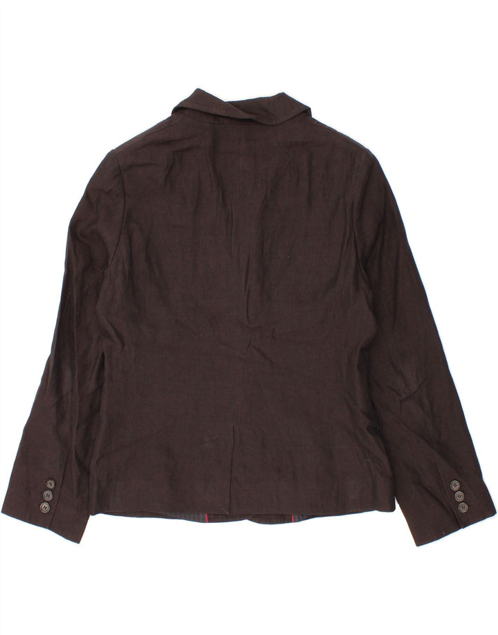 JIGSAW Womens 2 Button Blazer Jacket UK 10 Small  Brown Linen Vintage Jigsaw and Second-Hand Jigsaw from Messina Hembry 