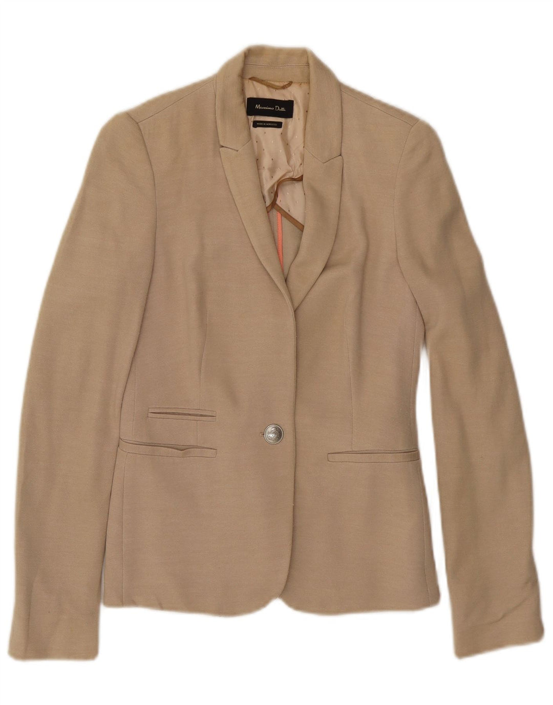 MASSIMO DUTTI Jachetă Blazer Femei 1 Buton EU 36 XS Bej Viscoză