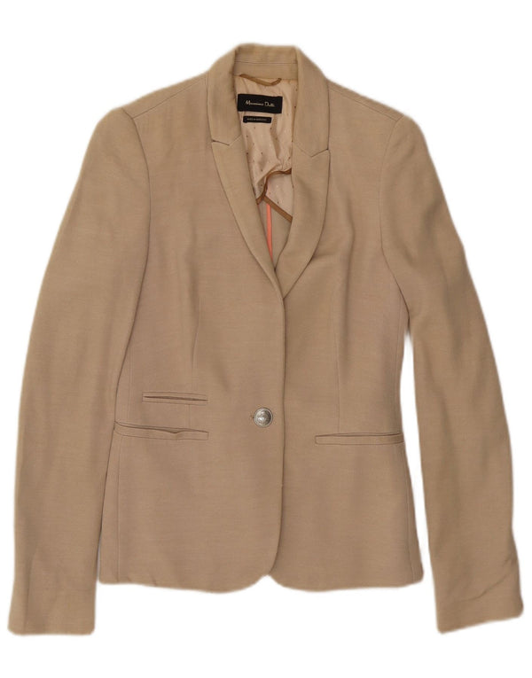 MASSIMO DUTTI Jachetă Blazer Femei 1 Buton EU 36 XS Bej Viscoză