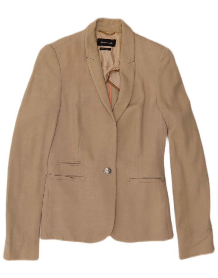 MASSIMO DUTTI Jachetă Blazer Femei 1 Buton EU 36 XS Bej Viscoză