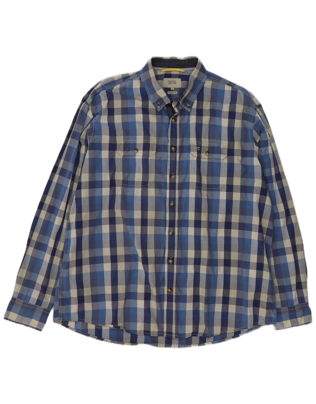CAMEL ACTIVE Mens Regular Fit Shirt 2XL Blue Check Cotton