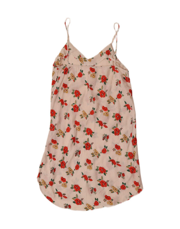 Vintage Womens Slip Dress UK 6 XS Off White Floral Flower