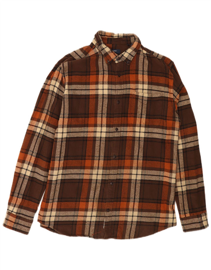 Cămașă de flanel pentru bărbați JACK & JONES XL din bumbac carouri maro