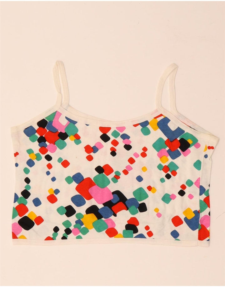 VINTAGE Crop Cami Top pentru femei UK 10 Small Multicolor Geometric