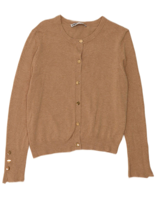 Pulover cardigan pentru femei Zara UK 14 mare, bej, viscoză