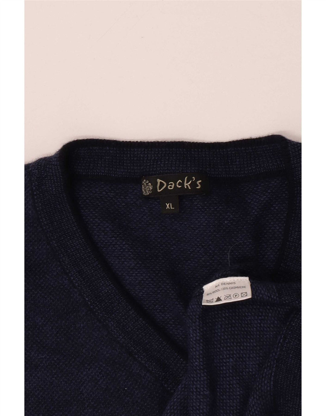 Pulover pentru bărbați Dack's cu decolteu în V XL Lână bleumarin