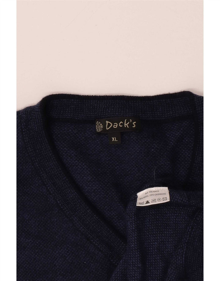 Pulover pentru bărbați Dack's cu decolteu în V XL Lână bleumarin