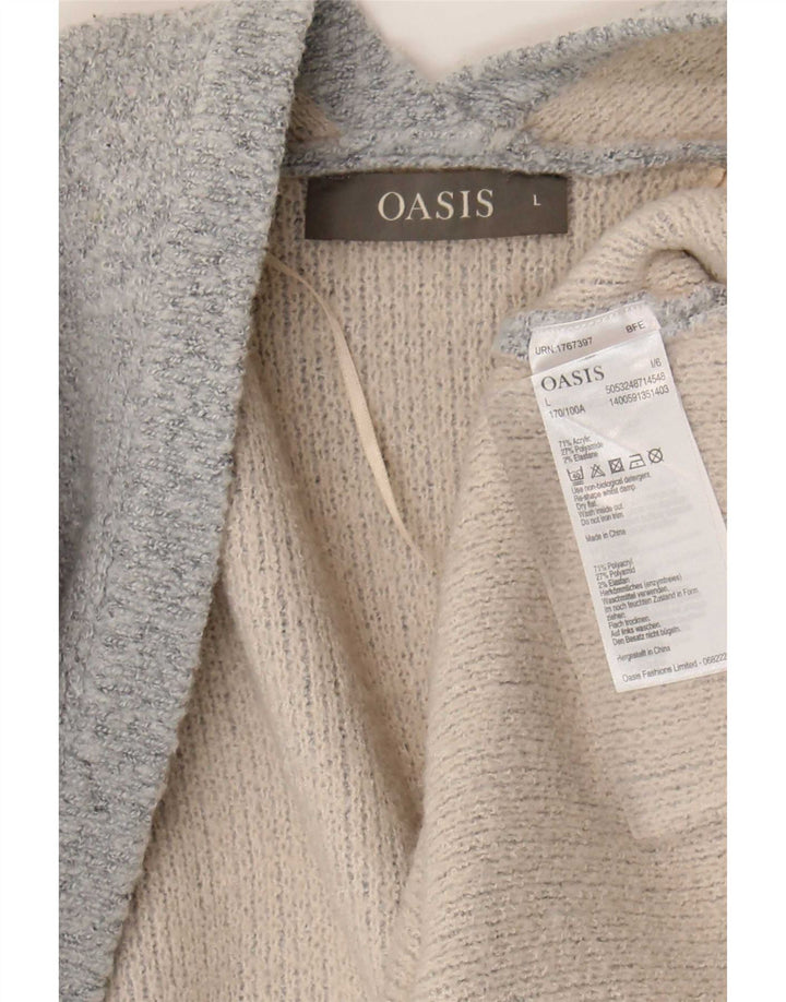 Pulover cardigan deschis supradimensionat pentru femei Oasis UK 16 mare, gri acrilic