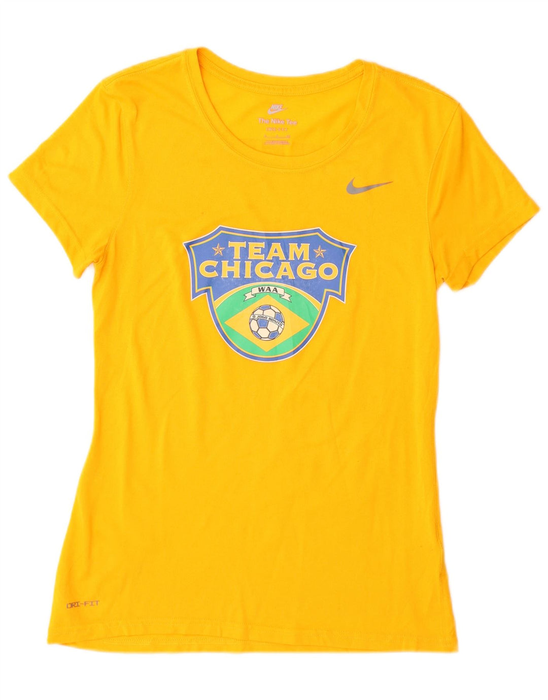 Tricou grafic Nike pentru femei Brasil Top UK 10 Poliester galben mic