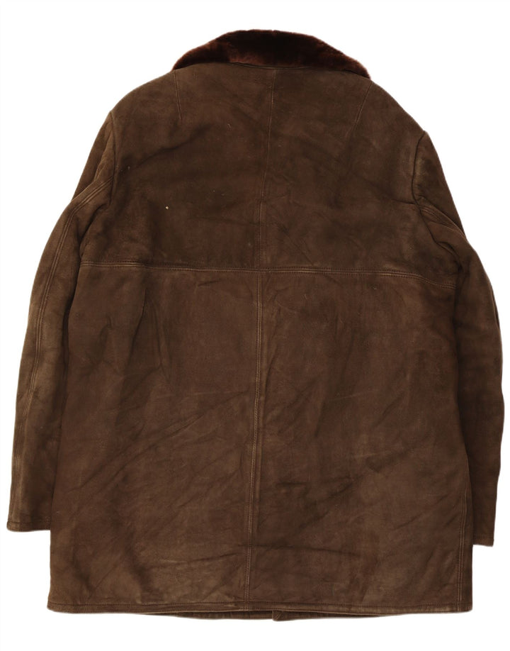 Jachetă vintage bărbătească din shearling UK 42 XL din piele maro