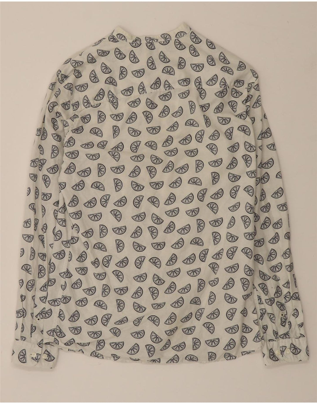 JACK & JONES Mens Abstract Pattern Slim Shirt Small Beige Cotton Vintage Jack & Jones and Second-Hand Jack & Jones from Messina Hembry 