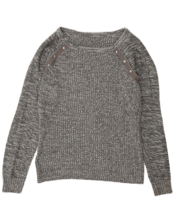 Pulover pentru femei Guess cu gât de barcă UK 14 Medium Grey Flecked