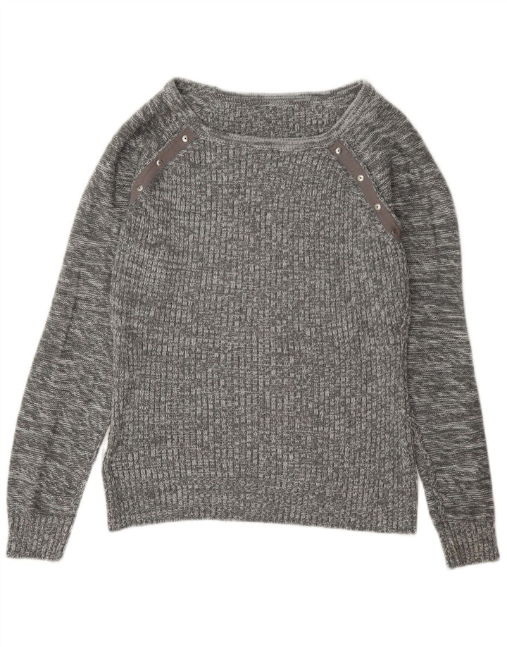 Pulover pentru femei Guess cu gât de barcă UK 14 Medium Grey Flecked