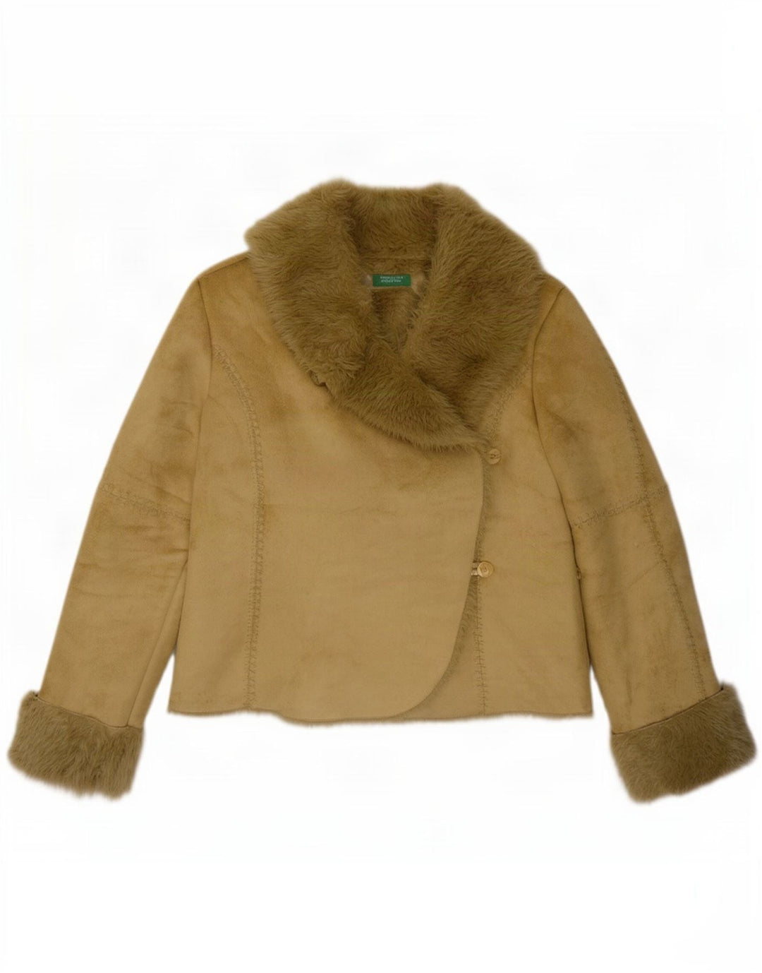 Jachetă Sherpa pentru femei Benetton IT 46 Poliester verde mare