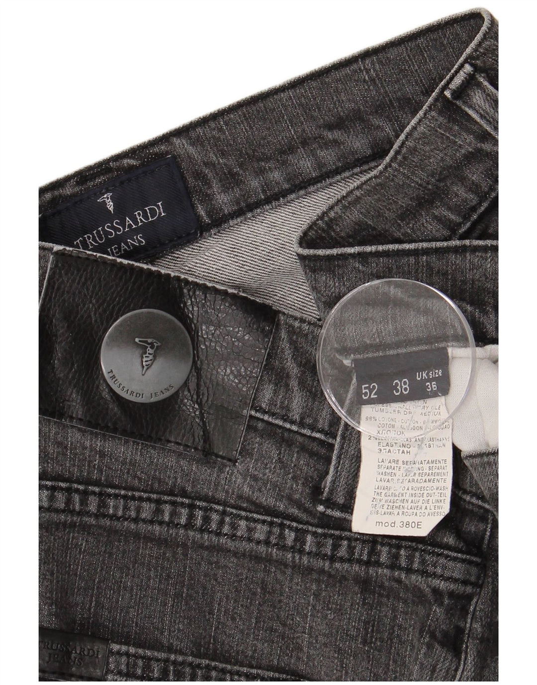 TRUSSARDI Blugi drepti pentru bărbați W36 L29 bumbac gri