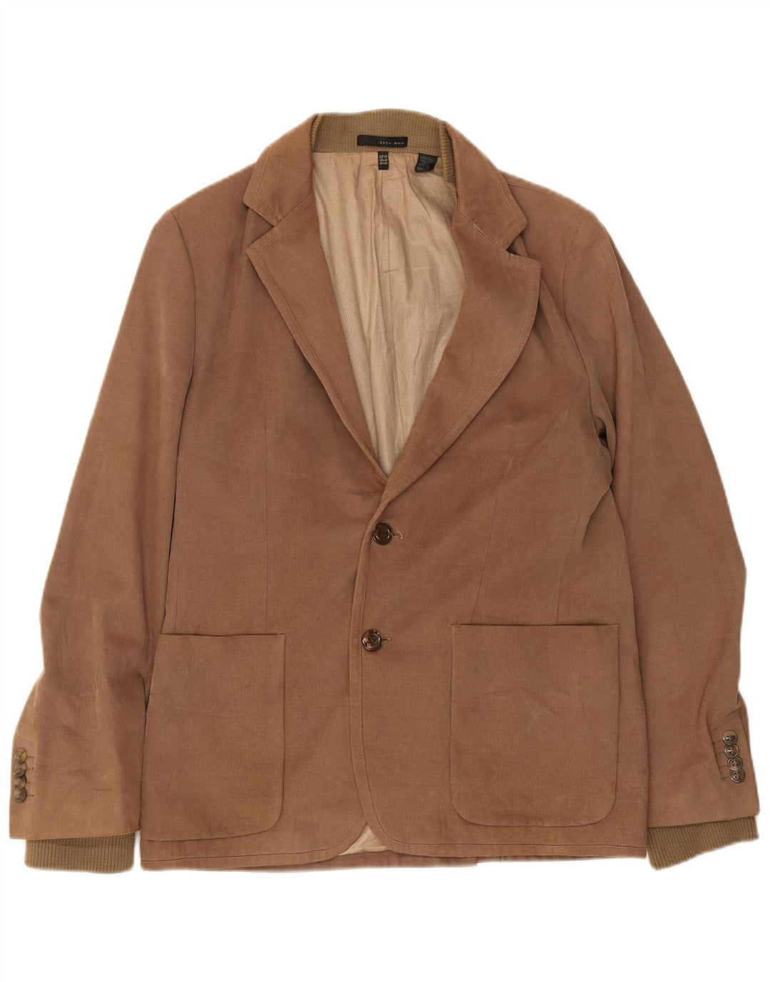 Blazer pentru bărbați Zara cu 2 nasturi EU 50 bumbac maro mediu
