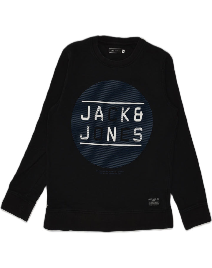 JACK & JONES Mens Graphic Sweatshirt Jumper Medium Black Cotton | Vintage Jack & Jones | Thrift | Second-Hand Jack & Jones | Used Clothing | Messina Hembry 