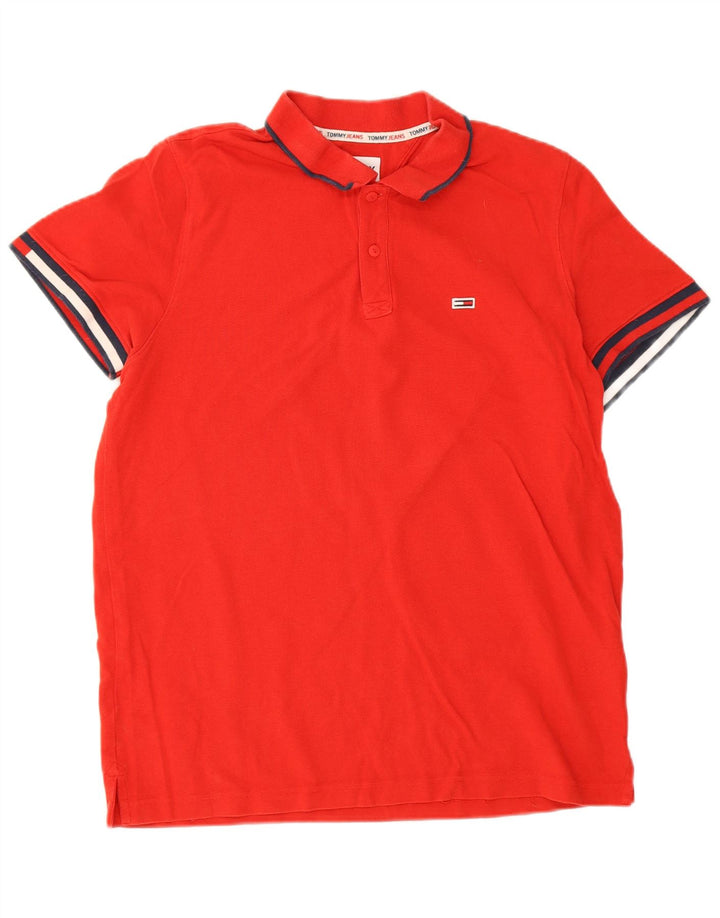 Tricou polo Tommy Hilfiger pentru bărbați, bumbac roșu mare