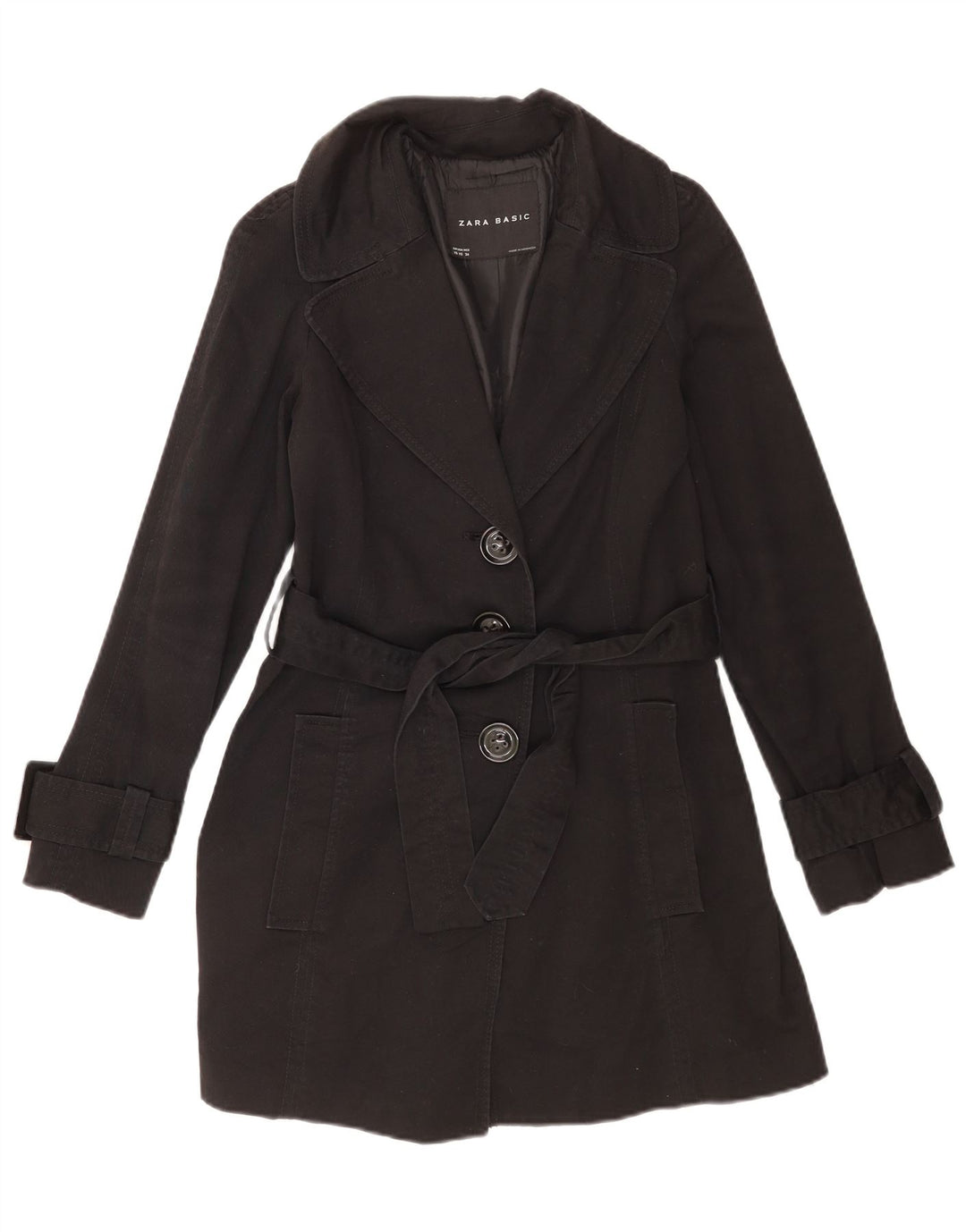 Pardesiu pentru femei Zara UK 6 XS bumbac negru