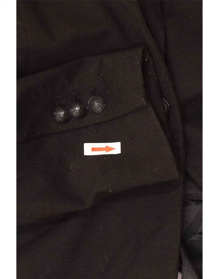 Blazer pentru femei Zara cu 1 nasture UK 12 Poliester mediu negru