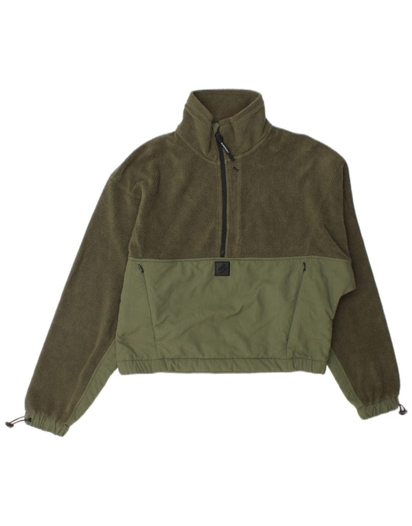 Pulover supradimensionat din lână Superdry pentru femei, cu fermoar și gât, UK 8, bumbac verde mic