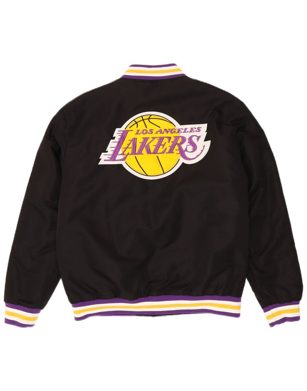 Jachetă NBA pentru bărbați Los Angeles Lakers Varsity UK 40 Large Black Striped