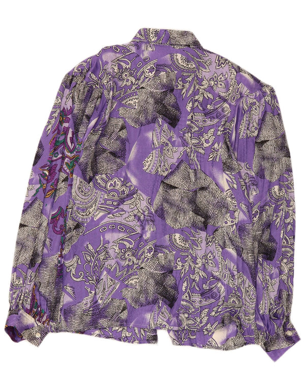 Bluză cămașă Vintage pentru femei IT 44 Acetat Mov Mediu Paisley