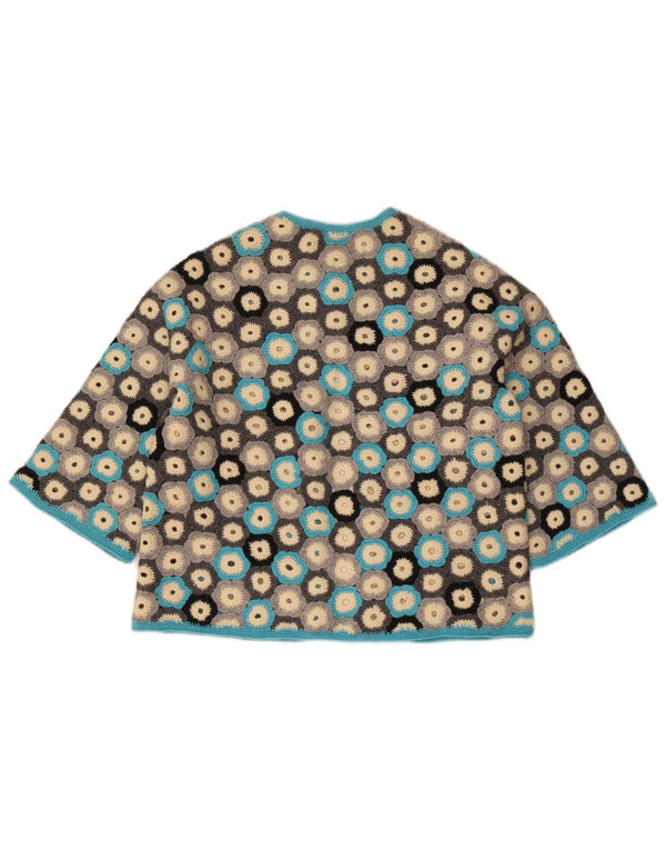 Pulover Vintage pentru damă cu mâneci 3/4 cardigan UK 8 mic multicolor