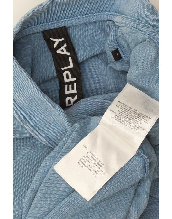 Tricou polo pentru bărbați Replay, mare, albastru, bumbac